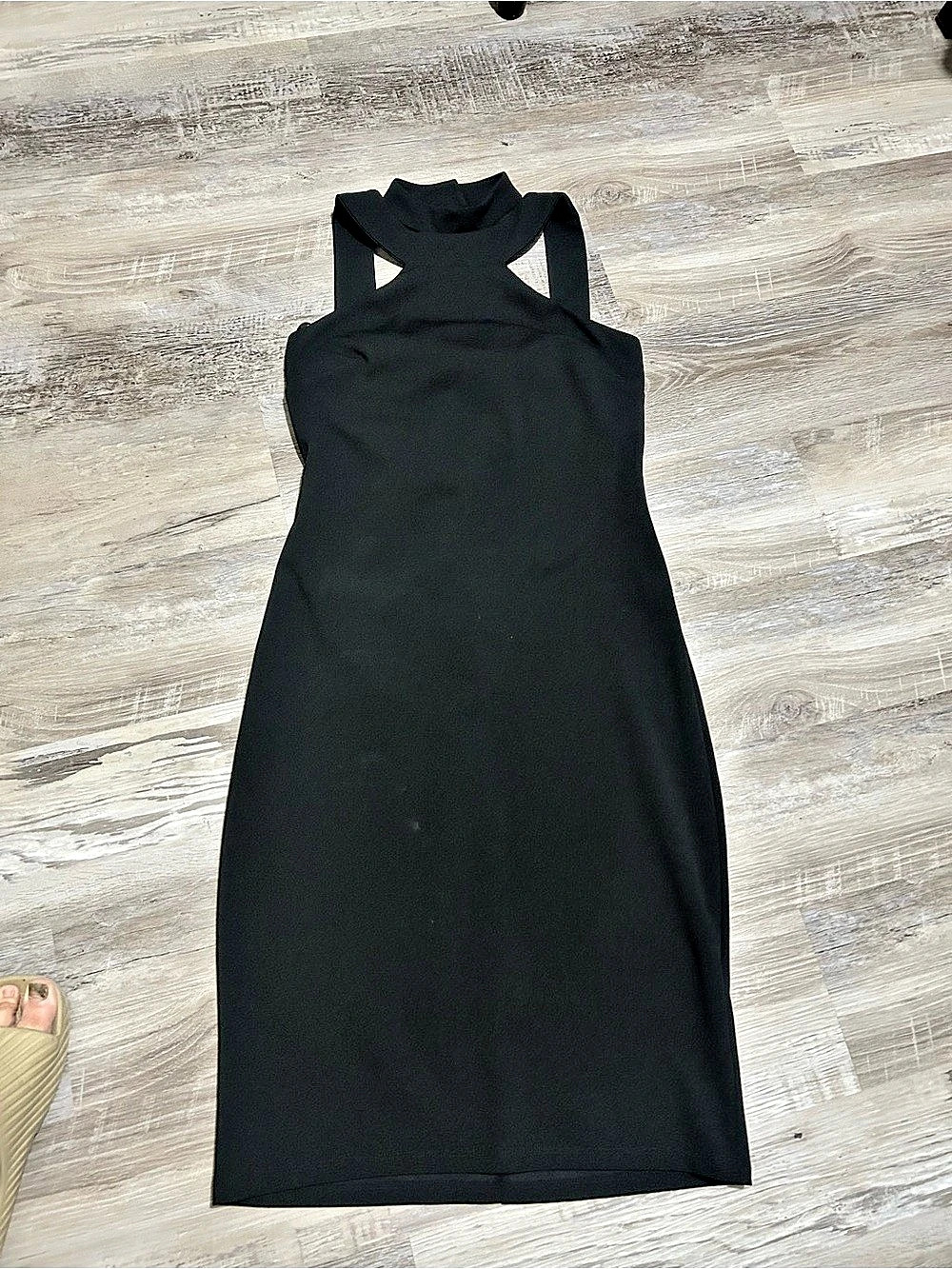 bebe Mock Neck Halter Cutout Bodycon Midi Dress Black Small